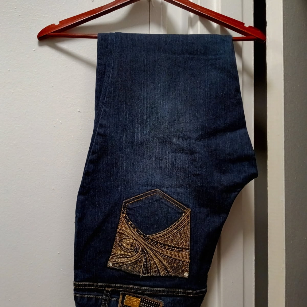 Stylish Blue Jeans with Gold Accents Offers Accepted. *** Reasonable Offers Are